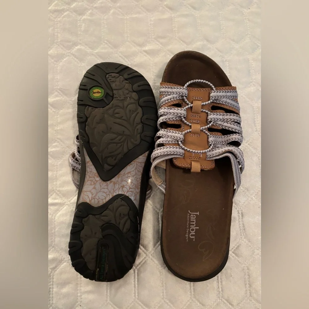 Jambu Women's Tan and Gray Strappy Sandals - Picture 4 of 5